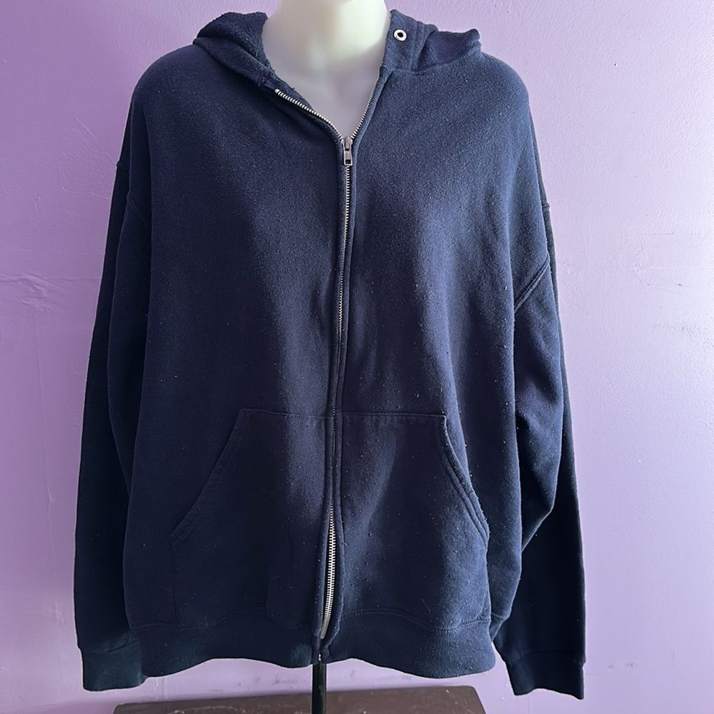 Fruit of the Loom Dark Blue Full Zip Hoodie Size Large